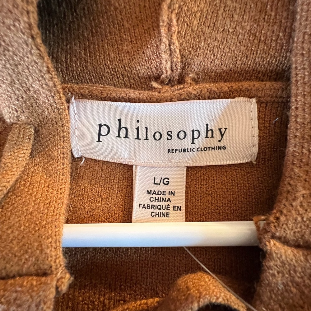 NWT Philosophy Light hazelnut sweater hoodie. Women’s size large. Ribbed bottom - Picture 4 of 7